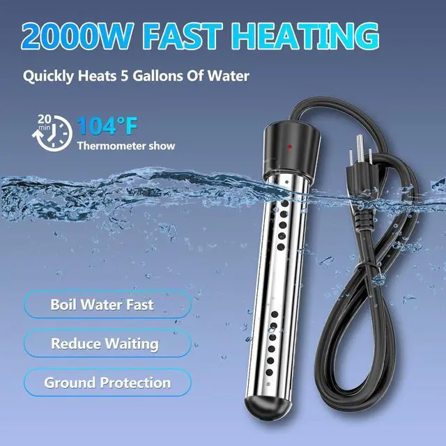 Alt view image 3 of 7 - BSEED Portable Shower for Camping with Immersion Water Heater, 6000mAh Rechargeable Camping Shower with Intelligent LED Display, Outdoor Shower for Hiking, Travel, Pets & Car Washing, Wartering Plants