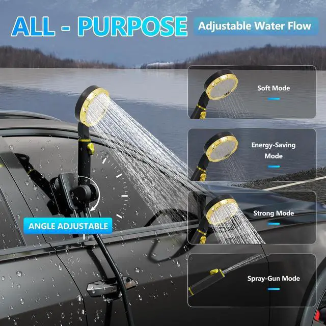 Alt view image 4 of 7 - BSEED Portable Shower for Camping with Immersion Water Heater, 6000mAh Rechargeable Camping Shower with Intelligent LED Display, Outdoor Shower for Hiking, Travel, Pets & Car Washing, Wartering Plants