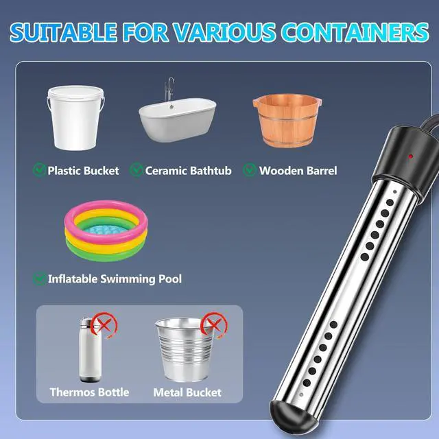 Alt view image 7 of 7 - BSEED Portable Shower for Camping with Immersion Water Heater, 6000mAh Rechargeable Camping Shower with Intelligent LED Display, Outdoor Shower for Hiking, Travel, Pets & Car Washing, Wartering Plants