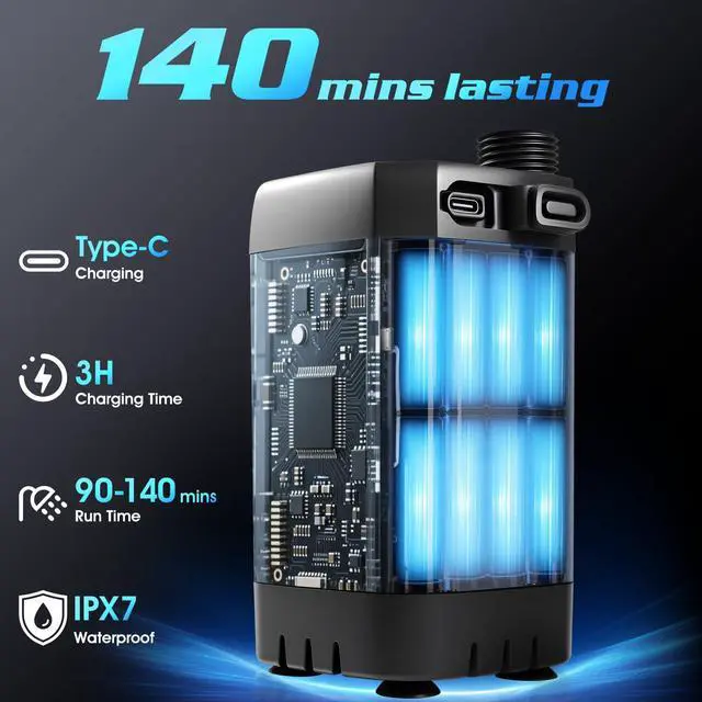 Alt view image 2 of 7 - _Mega Brand Shower With Heater,Portable Shower For Camping With 2000W Auto-Off Heater,4 Spray Modes,Lasting 140 mins,LED Display,Portable Shower Pump,Outdoor Shower For Camping,Hiking,Travel,Car,Pet
