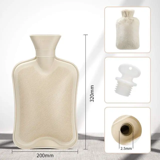 Alt view image 2 of 7 - _Mega Brand Hot Water Bottle Rubber with Soft Cover (2 Liter) Hot Water Bag for Cramps, Pain Relief, Removable Hot Cold Pack Hot Water Bed Warmer