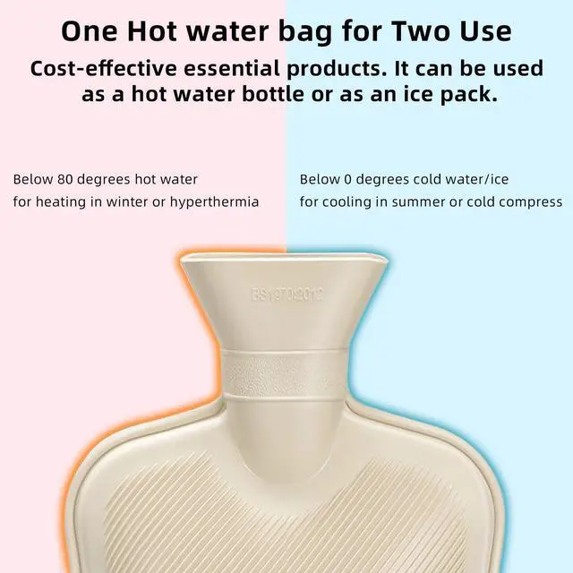 Alt view image 3 of 7 - _Mega Brand Hot Water Bottle Rubber with Soft Cover (2 Liter) Hot Water Bag for Cramps, Pain Relief, Removable Hot Cold Pack Hot Water Bed Warmer