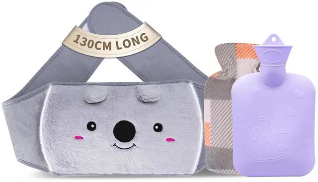 Main image of _Mega Brand Hot Water Bag, Hot Water Bottle wtih Cover, 1L Rubber Warm Hot Water Bottles Pouch with 130cm Long Soft Waist Cover for Neck, Shoulder, Back, Hand, Legs and Period Pain Relief