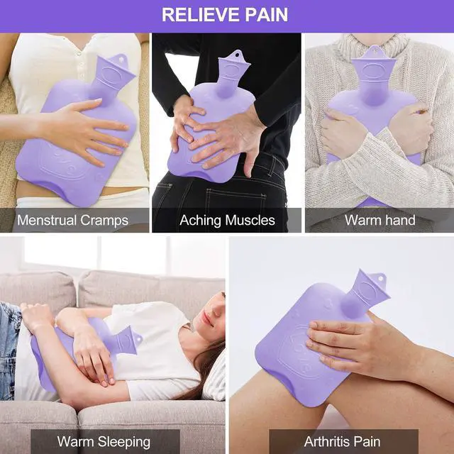 Alt view image 6 of 7 - _Mega Brand Hot Water Bag, Hot Water Bottle wtih Cover, 1L Rubber Warm Hot Water Bottles Pouch with 130cm Long Soft Waist Cover for Neck, Shoulder, Back, Hand, Legs and Period Pain Relief