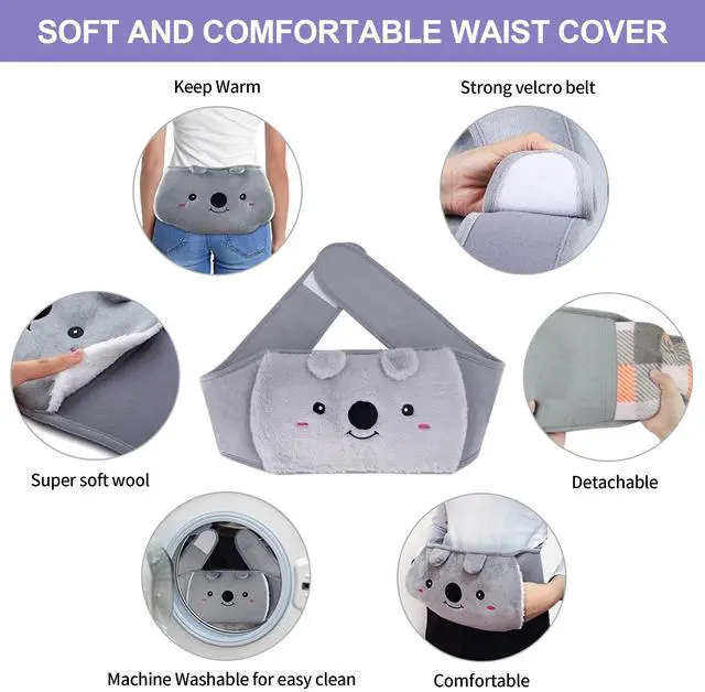 Alt view image 3 of 7 - _Mega Brand Hot Water Bag, Hot Water Bottle wtih Cover, 1L Rubber Warm Hot Water Bottles Pouch with 130cm Long Soft Waist Cover for Neck, Shoulder, Back, Hand, Legs and Period Pain Relief