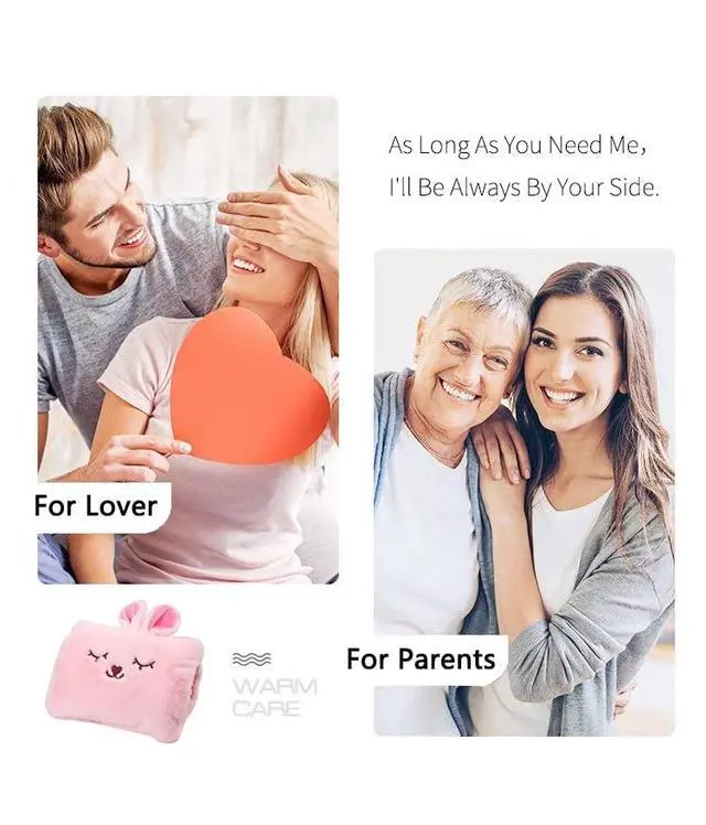 Alt view image 5 of 5 - _Mega Brand Cute Hot Water Bottle with Soft CoverPortable Rechargeable Electric Hot Water Bag for Menstrual CrampsHot Compress Heating Pad,Plush Bunny Hand WarmerSpring Expressive Gift