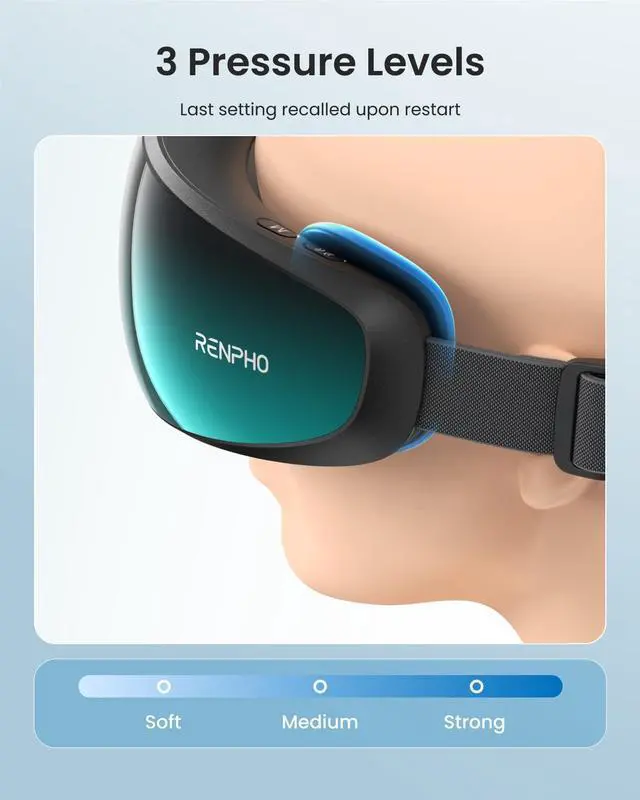 Alt view image 5 of 7 - _Mega Brand Eyeris Caligo Eye Massager with Mist & Temple Massage, Slidable Temple Massager for Migraines, Birthday Gifts for Mom Dad Women Men Her Him, Eye Mask,Head Circumferences 21.7in to 27.5in