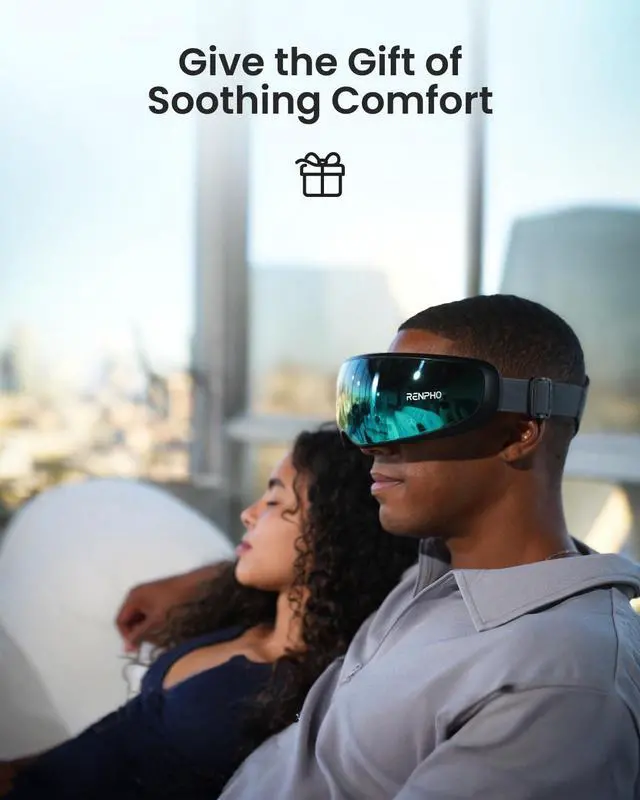 Alt view image 7 of 7 - _Mega Brand Eyeris Caligo Eye Massager with Mist & Temple Massage, Slidable Temple Massager for Migraines, Birthday Gifts for Mom Dad Women Men Her Him, Eye Mask,Head Circumferences 21.7in to 27.5in