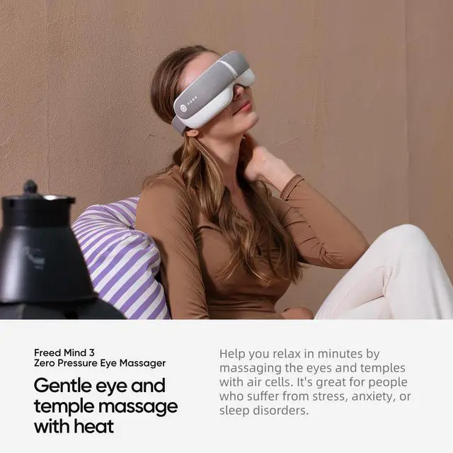 Alt view image 3 of 7 - _Mega Brand Bluetooth Heat Sleep mask,Parents Gift Sets |with Storage Bag & Greeting Card | Migraine Relief,Relaxation,Bedtime Stress Relief | White Noise,3D airbag kneading| Smart Head Massager