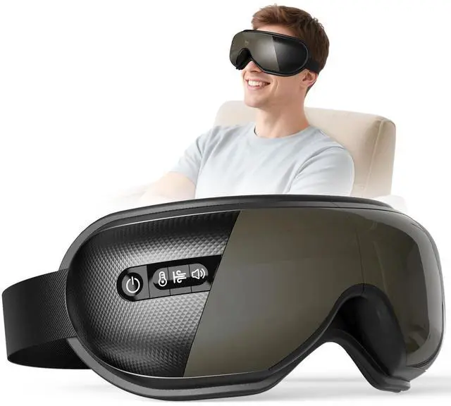 Main image of _Mega Brand Eye Massager with Heat, Heated Eye Mask for Migraines with Bluetooth Music Eyes Care Gift with 4 Massage Modes and 180° Folding Design Massages Eyes Muscles Gifts for Friend Mom and Dad,