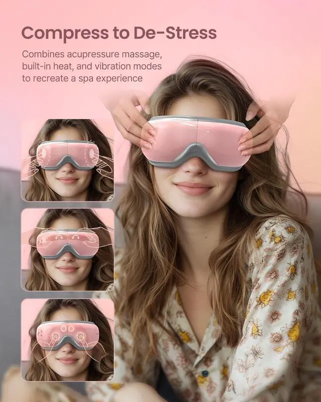Alt view image 3 of 7 - _Mega Brand Eye Massager with Voice Controlled for Migraines, Birthday Gift for Women Her Mom, Eyeris 1V Bluetooth Music Heated Care Machine, Relax & Reduce Strain Dark Circles