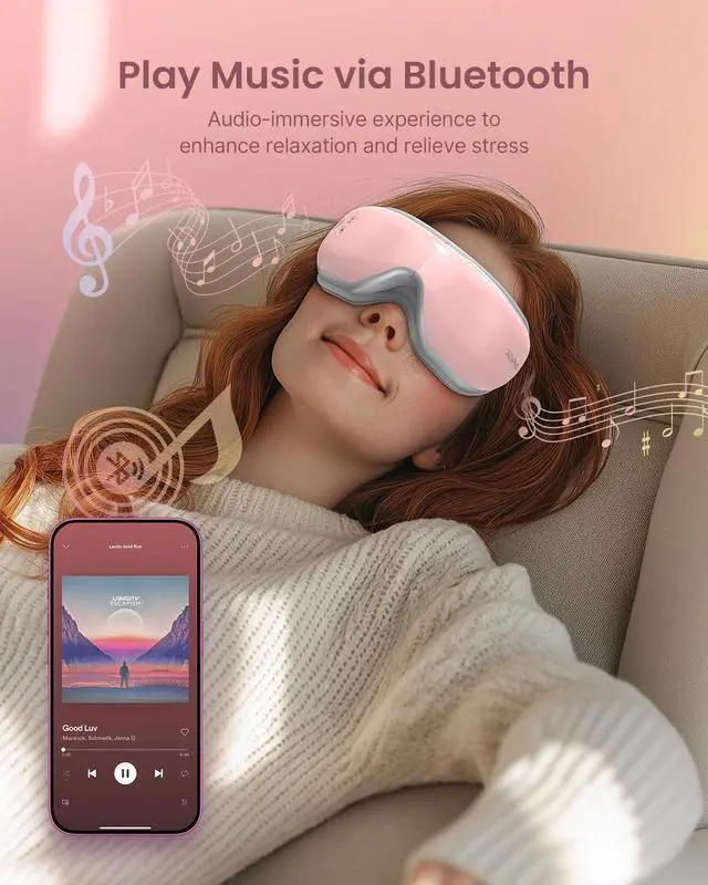 Alt view image 5 of 7 - _Mega Brand Eye Massager with Voice Controlled for Migraines, Birthday Gift for Women Her Mom, Eyeris 1V Bluetooth Music Heated Care Machine, Relax & Reduce Strain Dark Circles