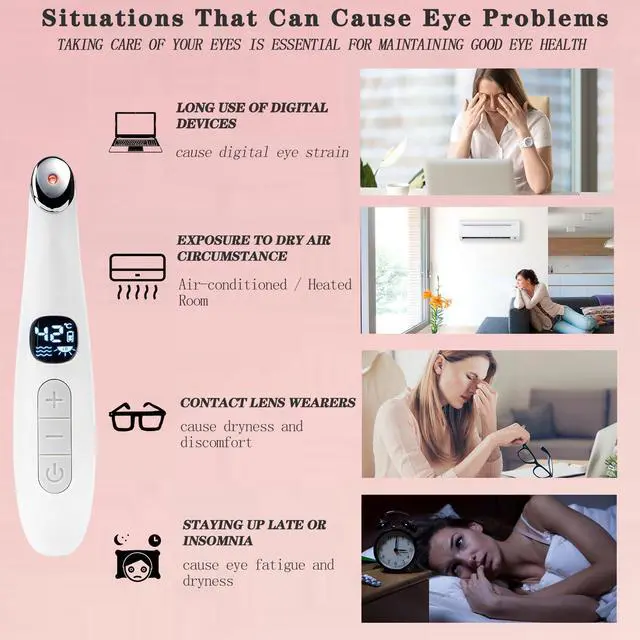 Alt view image 6 of 7 - _Mega Brand Eye Lift Wand, 3 in 1 Vibrating Red Light 98°F to 113°F LCD Display Eye Massager for Dry Eyes, Dark Circles and Puffiness, Electrical Face, Neck Sculpting Pen for Fine Lines and Wrinkles