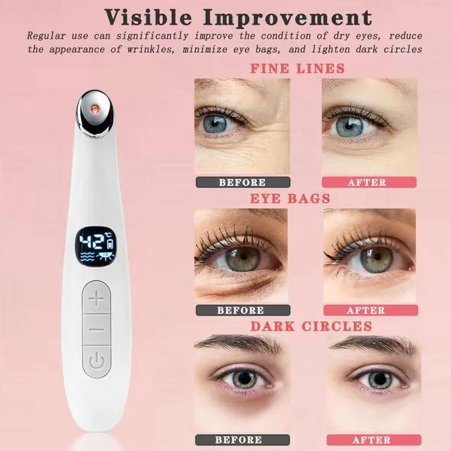 Alt view image 7 of 7 - _Mega Brand Eye Lift Wand, 3 in 1 Vibrating Red Light 98°F to 113°F LCD Display Eye Massager for Dry Eyes, Dark Circles and Puffiness, Electrical Face, Neck Sculpting Pen for Fine Lines and Wrinkles