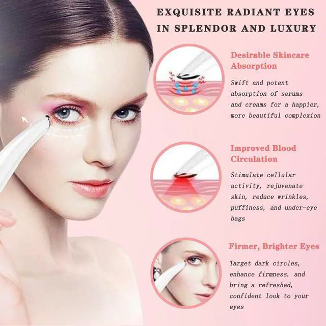 Alt view image 5 of 7 - _Mega Brand Eye Lift Wand, 3 in 1 Vibrating Red Light 98°F to 113°F LCD Display Eye Massager for Dry Eyes, Dark Circles and Puffiness, Electrical Face, Neck Sculpting Pen for Fine Lines and Wrinkles