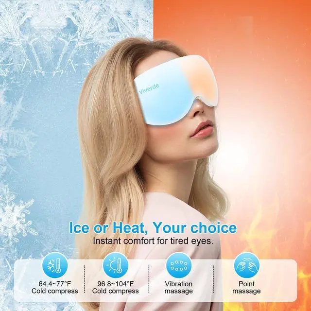 Alt view image 2 of 7 - _Mega Brand Eye Massager with Heat and Cooling Therapy, Vibration & Bluetooth Music  4 Adjustable Modes for Eye Fatigue Relief and Relaxation  Rechargeable, Portable, 2400mAh Battery