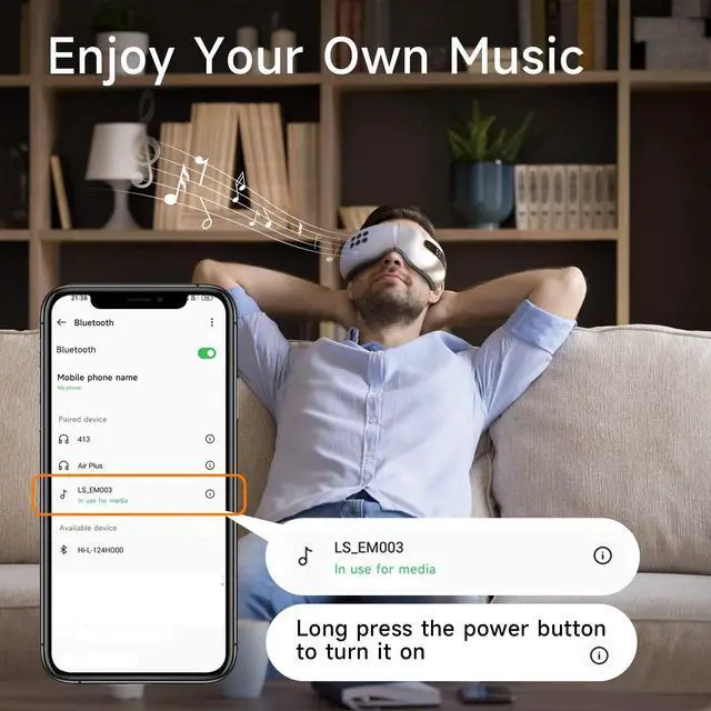 Alt view image 4 of 7 - _Mega Brand Eye Massager with Heat and Cooling for Migraines, Dry Eyes, Dark Circles, Rechargeable Bluetooth Music Cold Heated Eye Massager Improve Sleeping - Gifts for Women and Men (White)