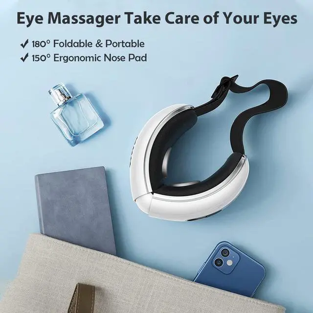 Alt view image 6 of 7 - _Mega Brand Eye Massager with Heat and Cooling for Migraines, Dry Eyes, Dark Circles, Rechargeable Bluetooth Music Cold Heated Eye Massager Improve Sleeping - Gifts for Women and Men (White)