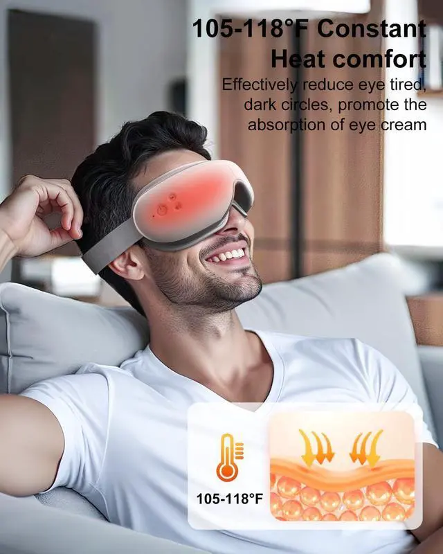 Alt view image 2 of 7 - _Mega Brand Eye Massager with Heat, Birthday Gifts for Women, Heated Eye Mask with Bluetooth Music, Relax & Reduce Strain Dark Circles and Improve Sleep, Gift for Mom Dad Women Men