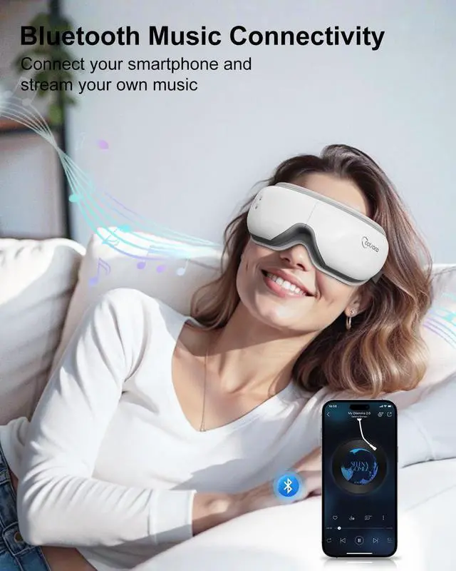 Alt view image 4 of 7 - _Mega Brand Eye Massager with Heat, Birthday Gifts for Women, Heated Eye Mask with Bluetooth Music, Relax & Reduce Strain Dark Circles and Improve Sleep, Gift for Mom Dad Women Men