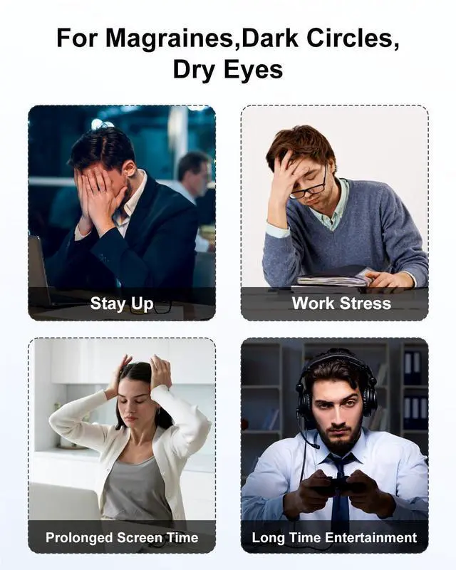 Alt view image 7 of 7 - _Mega Brand Eye Massager with Heat, Birthday Gifts for Women, Heated Eye Mask with Bluetooth Music, Relax & Reduce Strain Dark Circles and Improve Sleep, Gift for Mom Dad Women Men