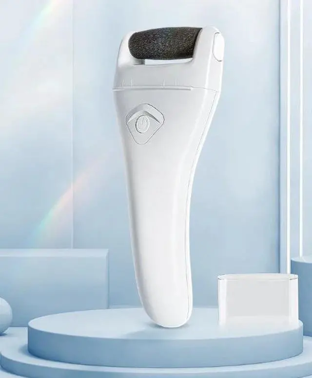 Alt view image 4 of 6 - White Electric Foot Callus Remover 137g,Rechargeable Pedicure Grinder with Dust-Proof Cover, 3 Speeds, 3 Replaceable Quartz Heads, IPX5 Wet&Dry, LED Light, Portable Foot File for Dead Skin & Cracked