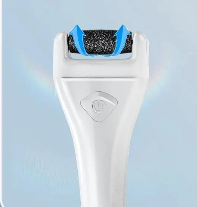 Alt view image 5 of 6 - White Electric Foot Callus Remover 137g,Rechargeable Pedicure Grinder with Dust-Proof Cover, 3 Speeds, 3 Replaceable Quartz Heads, IPX5 Wet&Dry, LED Light, Portable Foot File for Dead Skin & Cracked