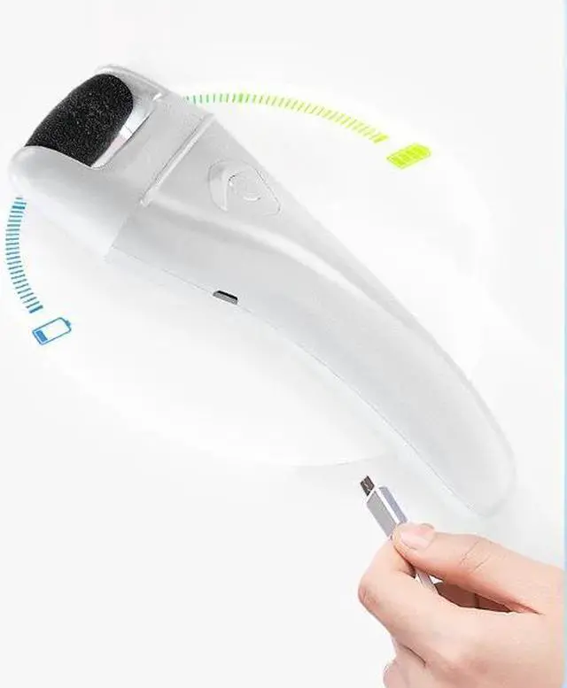 Alt view image 6 of 6 - White Electric Foot Callus Remover 137g,Rechargeable Pedicure Grinder with Dust-Proof Cover, 3 Speeds, 3 Replaceable Quartz Heads, IPX5 Wet&Dry, LED Light, Portable Foot File for Dead Skin & Cracked