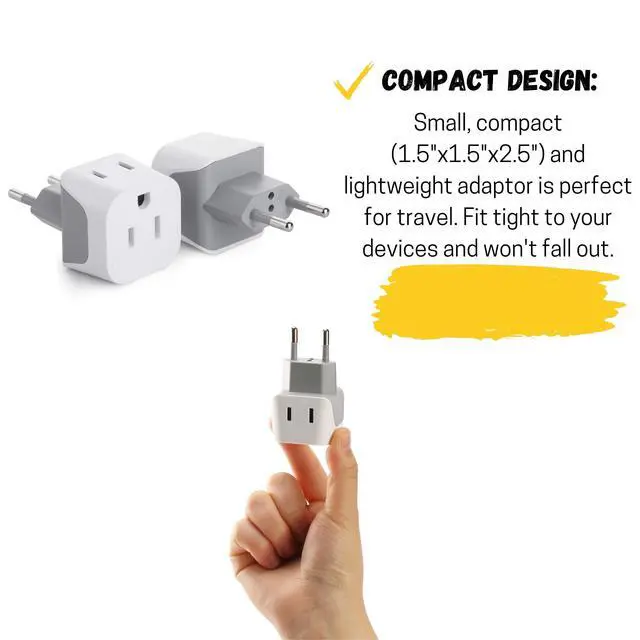 Alt view image 4 of 7 - _Mega Brand  Plug Adapter, 2 Pack - US to EU Travel Adapter, Converter Plug for Europe