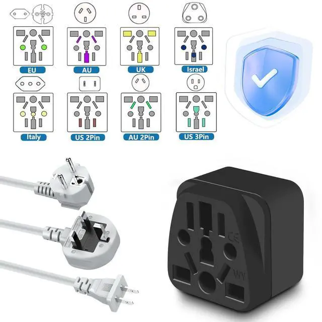 Alt view image 2 of 7 - _Mega Brand EU to US Plug Adapter, UK/EU/AU/CN/JP/Asia/Italy/Swiss/Brazil to USA Travel Adapter with Type A & B Outlet, American Wall Power Charger Plug (2-Pack)