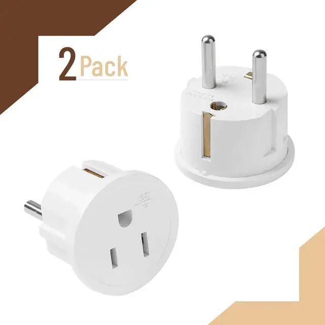 Alt view image 2 of 7 - _Mega Brand European Travel Plug Adapter, 2 Pack, Type E/F, European Plug Adapter, US to Europe Plug Adapter, Adapter for Europe Plug, US to EU Plug Adapter, Travel Adapter Europe, Plug Adapter Europe