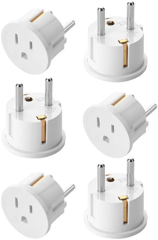 Main image of European Travel Plug Adapter, 6 Pack, Type E/F, European Plug Adapter, US to Europe Plug Adapter, Adapter for Europe Plug, US to EU Plug Adapter, Travel Adapter Europe, Plug Adapter Europe
