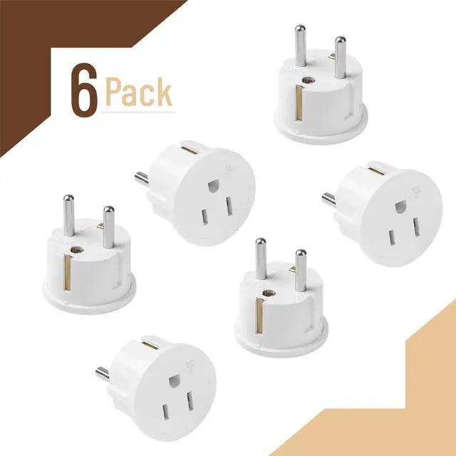 Alt view image 2 of 7 - European Travel Plug Adapter, 6 Pack, Type E/F, European Plug Adapter, US to Europe Plug Adapter, Adapter for Europe Plug, US to EU Plug Adapter, Travel Adapter Europe, Plug Adapter Europe