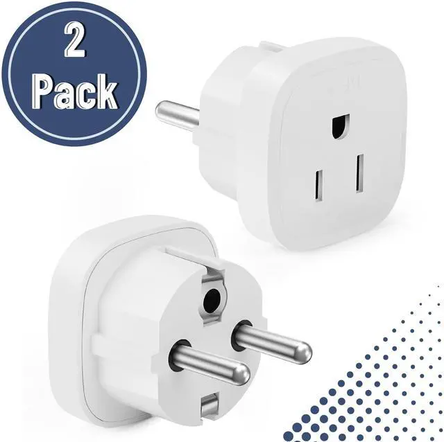 Alt view image 2 of 6 - European Travel Plug Adapter, 2 Pack, Type E/F, White, US to Europe, Travel Adapter Europe