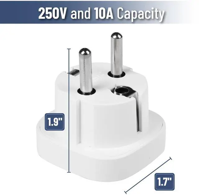 Alt view image 3 of 6 - European Travel Plug Adapter, 2 Pack, Type E/F, White, US to Europe, Travel Adapter Europe