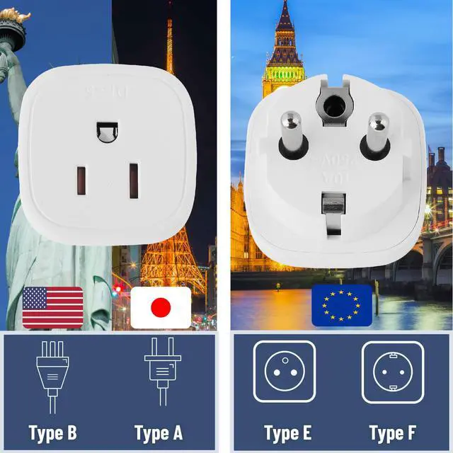 Alt view image 4 of 6 - European Travel Plug Adapter, 2 Pack, Type E/F, White, US to Europe, Travel Adapter Europe