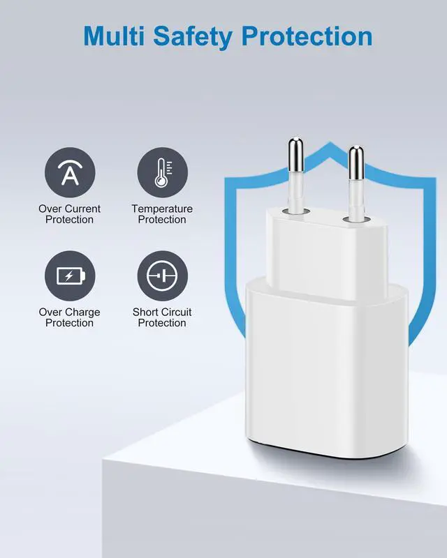 Alt view image 6 of 7 - _Mega Brand European Travel Plug Adapter, 2-Pack 20W PD USB C Wall Charger Type C Fast Charging Block International Power Adaptor US to Europe EU for iPhone 17 16 15 14 13, iPad, Samsung, Pixel,