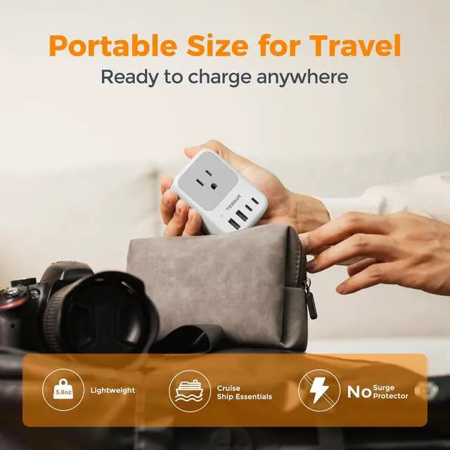 Alt view image 5 of 6 - _Mega Brand European Travel Plug Adapter 28W, US to Europe Plug Adapter with 4 Outlets 5 USB Ports (3 USB C), Type C Power Adaptor for USA to EU Euro Italy Spain France Iceland Germany Greece Portugal