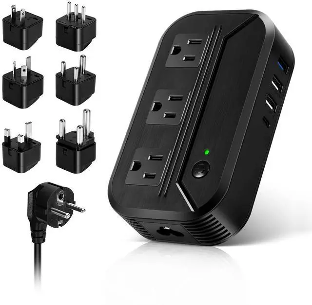 Main image of Voltage Converter 2300W Power Step Down 220V to 110V Universal Travel Adapter Power Converter Power Transformer w/ 3 AC Outlets 3 USB Ports 1 Type-C Charging for EU/UK/AU/US/IT/India/South Africa