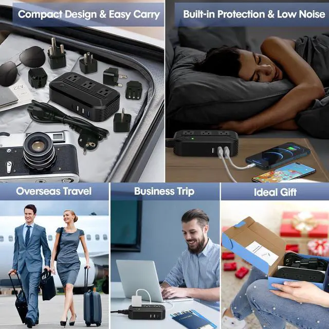 Alt view image 7 of 7 - Voltage Converter 2300W Power Step Down 220V to 110V Universal Travel Adapter Power Converter Power Transformer w/ 3 AC Outlets 3 USB Ports 1 Type-C Charging for EU/UK/AU/US/IT/India/South Africa