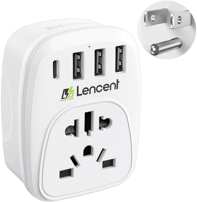 Main image of World to US Plug Adapter with 3 USB &1 PD Type-c Quick Fast Charger | Ports, Type B European EU Europe/UK/Australia/China to USA American Canada Japan Outlet Power Adaptor Travel Plug Converter