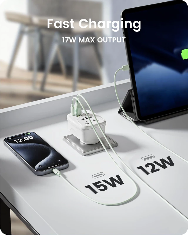 Alt view image 5 of 7 - World to US Plug Adapter with 3 USB &1 PD Type-c Quick Fast Charger | Ports, Type B European EU Europe/UK/Australia/China to USA American Canada Japan Outlet Power Adaptor Travel Plug Converter