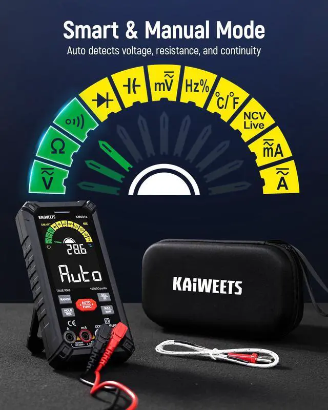 Alt view image 4 of 7 - _Mega Brand Digital Multimeter 10000 Counts TRMS Auto Ranging, Rechargeable Smart Multimeter, Color LCD Screen Volt Meter, Measures Voltage, Current, Resistance, Continuity, Capacitance, Frequency