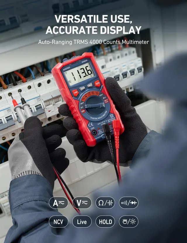 Alt view image 2 of 7 - AstroAI Multimeter Tester, TRMS 4000 Counts Volt Meter Auto-Ranging Ohmmeter Digital 1.5v/9v/12v Battery Voltage Tester Measure Voltage Current Resistance Diodes Continuity Capacitance with NCV