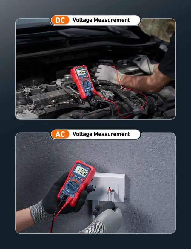 Alt view image 5 of 7 - AstroAI Multimeter Tester, TRMS 4000 Counts Volt Meter Auto-Ranging Ohmmeter Digital 1.5v/9v/12v Battery Voltage Tester Measure Voltage Current Resistance Diodes Continuity Capacitance with NCV