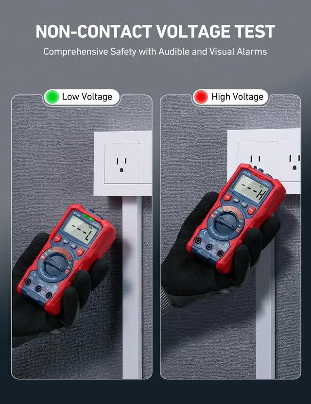 Alt view image 4 of 7 - AstroAI Multimeter Tester, TRMS 4000 Counts Volt Meter Auto-Ranging Ohmmeter Digital 1.5v/9v/12v Battery Voltage Tester Measure Voltage Current Resistance Diodes Continuity Capacitance with NCV