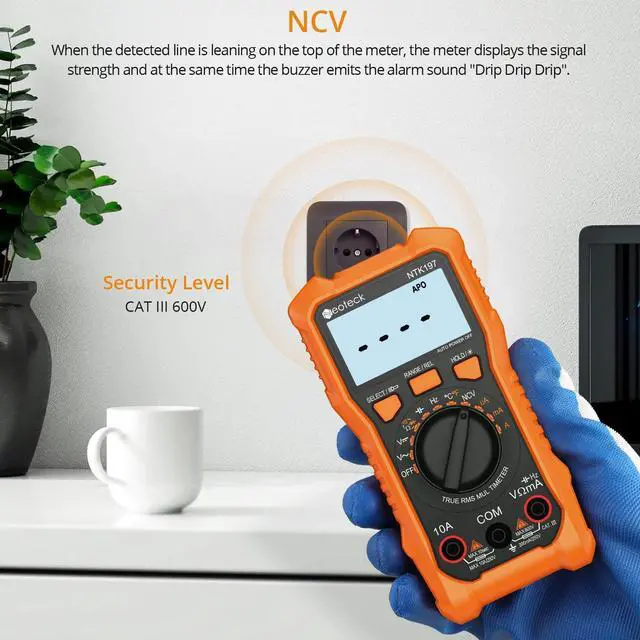 Alt view image 4 of 7 - Neoteck 2000 Counts Digital Multimeter Voltmeter Tester with NCV, LCD for AC/DC Voltage&Current, Resistance, Capacitance, Live Wire, Frequency, Temperature, Duty Cycle, Continuity, Diode Measuring