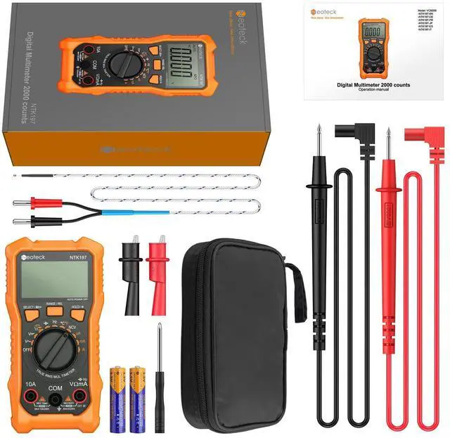 Alt view image 7 of 7 - Neoteck 2000 Counts Digital Multimeter Voltmeter Tester with NCV, LCD for AC/DC Voltage&Current, Resistance, Capacitance, Live Wire, Frequency, Temperature, Duty Cycle, Continuity, Diode Measuring