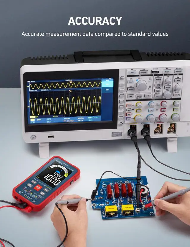 Alt view image 4 of 7 - Multimeter Tester 10000 Counts TRMS Auto-Ranging Color LCD Screen Digital Volt Meter, Fast Accurately Measures Voltage Current Amp Resistance Continuity Duty-Cycle Capacitance Temperature