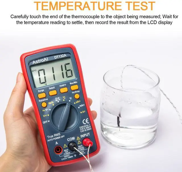 Alt view image 3 of 7 - _Mega Brand Digital Multimeter, TRMS 4000 Counts Volt Meter (Manual and Auto Ranging); Measures Voltage Tester, Current, Resistance, Continuity, Frequency; Tests Diodes, Temperature (Red)